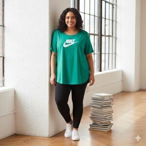 NWT Nike Oversized Graphic Swoosh Tee | Kelly Green High-Low T-Shirt | Size 2X